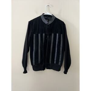 Deerskin Trading Post Hippie Panel Jacket Womens Black Medium Vintage 70s Retro